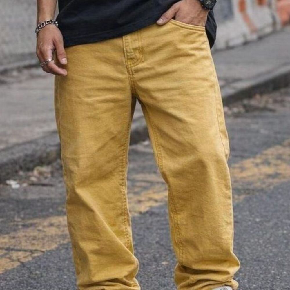 Mustard yellow  jeans 42 X 28 streetwear skater urban classic 5-pocket design